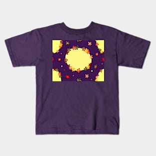 Vintage yellow flowers chain on dark purple Kids T-Shirt